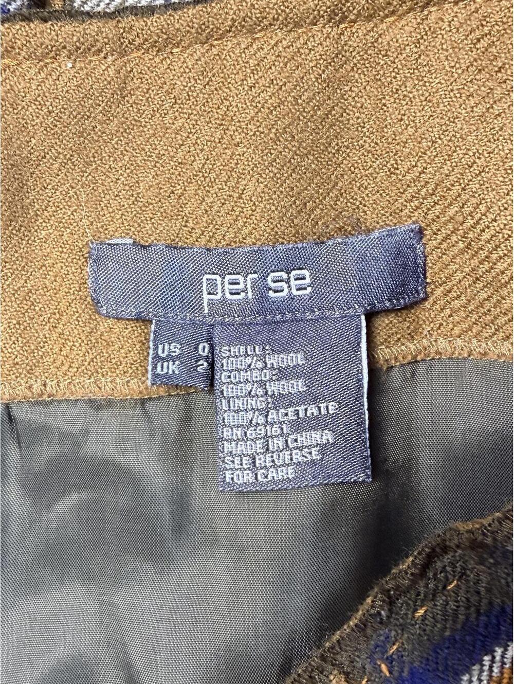 Per Se Plaid Pleated Mini Skirt Wool Blend Academia Y2K Size 0 - Picture 6 of 6